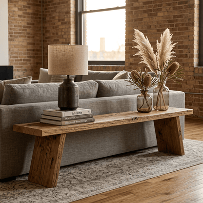 Handcrafted Reclaimed Elm Wood Bench