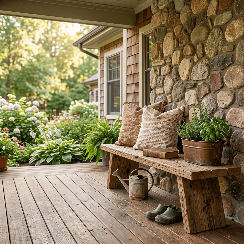 Handcrafted Reclaimed Elm Wood Bench