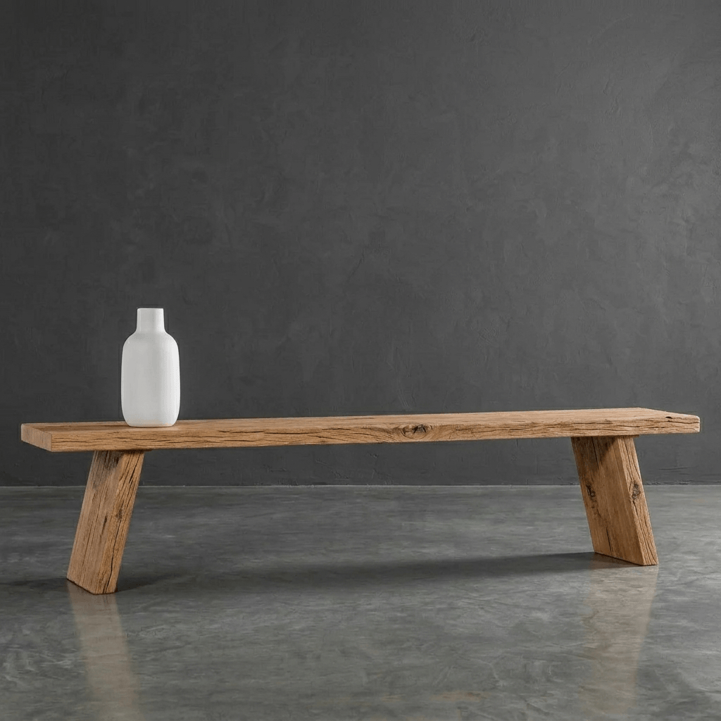 Handcrafted Reclaimed Elm Wood Bench