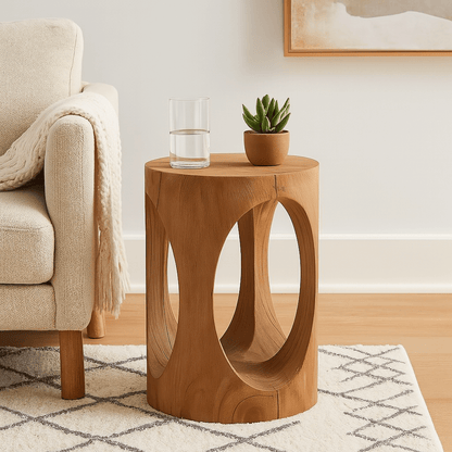 Natural Wooden Stool Side Table Living Room Solid Wood Stump Stools Chair Furniture