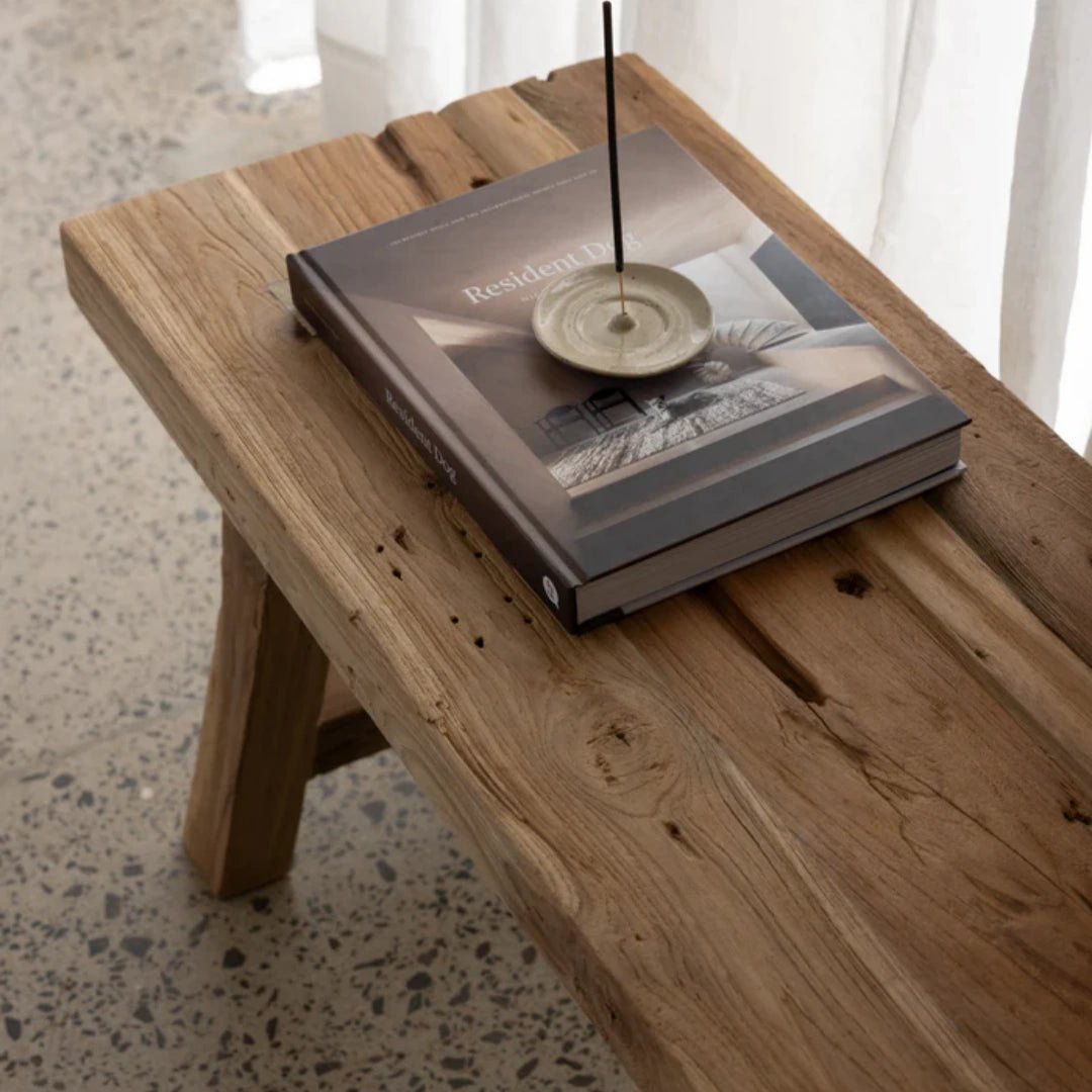 Rustic Reclaimed Elm Solid Wood Bench
