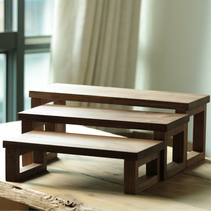 Premium Solid Wood Desktop Organizer Shelf - Customizable FAS Black Walnut or Beech Monitor Riser