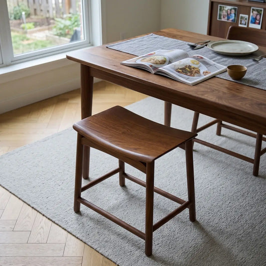 Handmade Rustic Solid Elm Saddle Stool | Bedroom, Entryway & Living Room