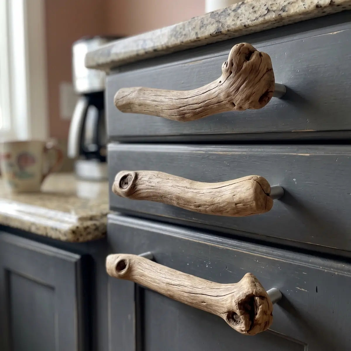 Rustic Natural Driftwood Drawer Pulls – Natural Wooden Cabinet Handles for Vintage & Modern Furniture