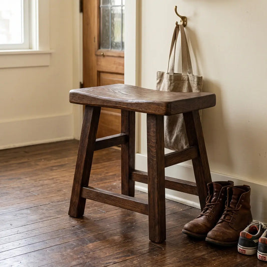 Vintage Wenge Wood Step Stool - Handcrafted Wooden Footrest