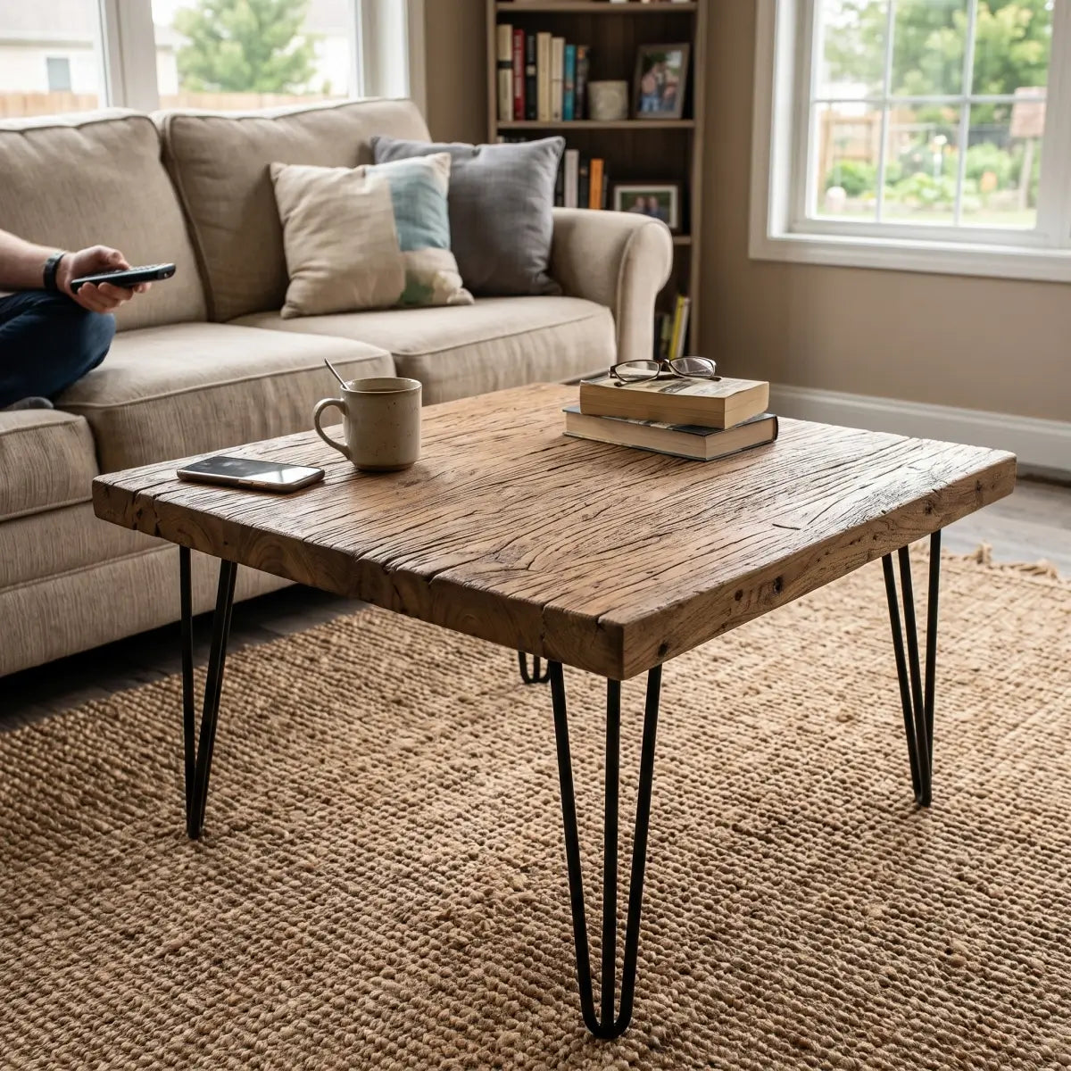 Rustic Square Old Elm Wood Coffee Table