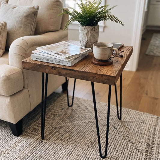 Rustic Square Old Elm Wood End Table