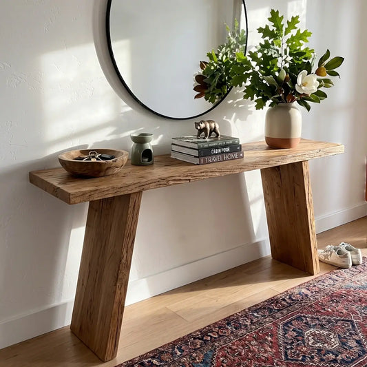 Handcrafted Solid Elm Console Table