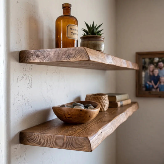 Live Edge Solid Wood Floating Shelf