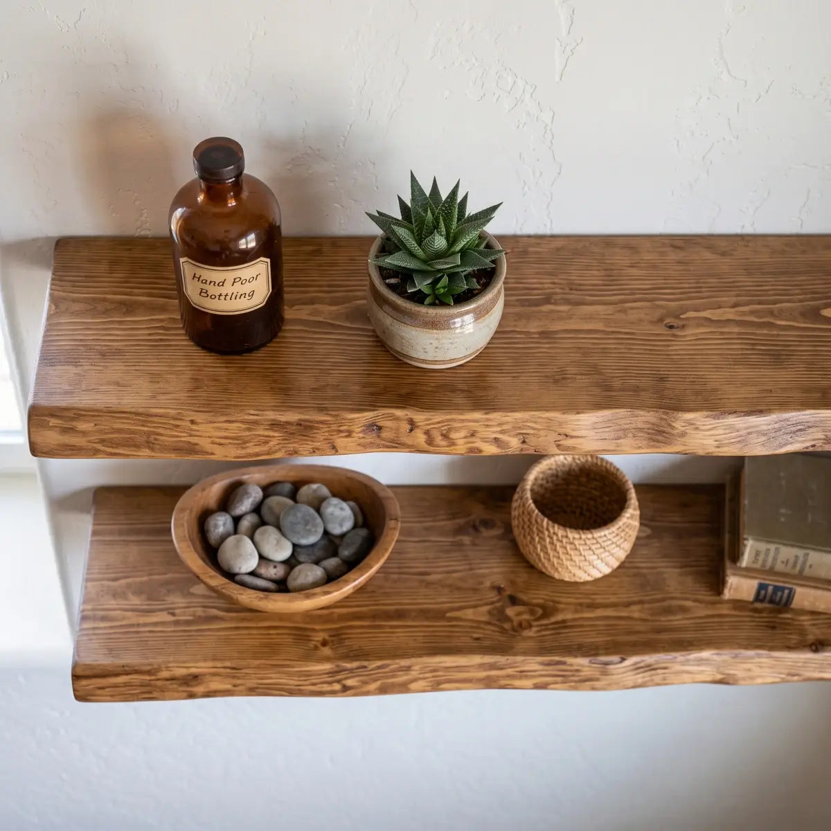 Live Edge Solid Wood Floating Shelf