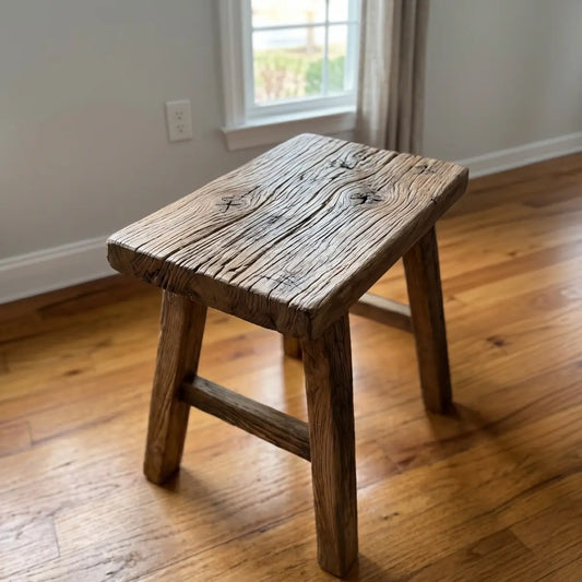 Handcrafted Rustic Elm Wood Milking Stool