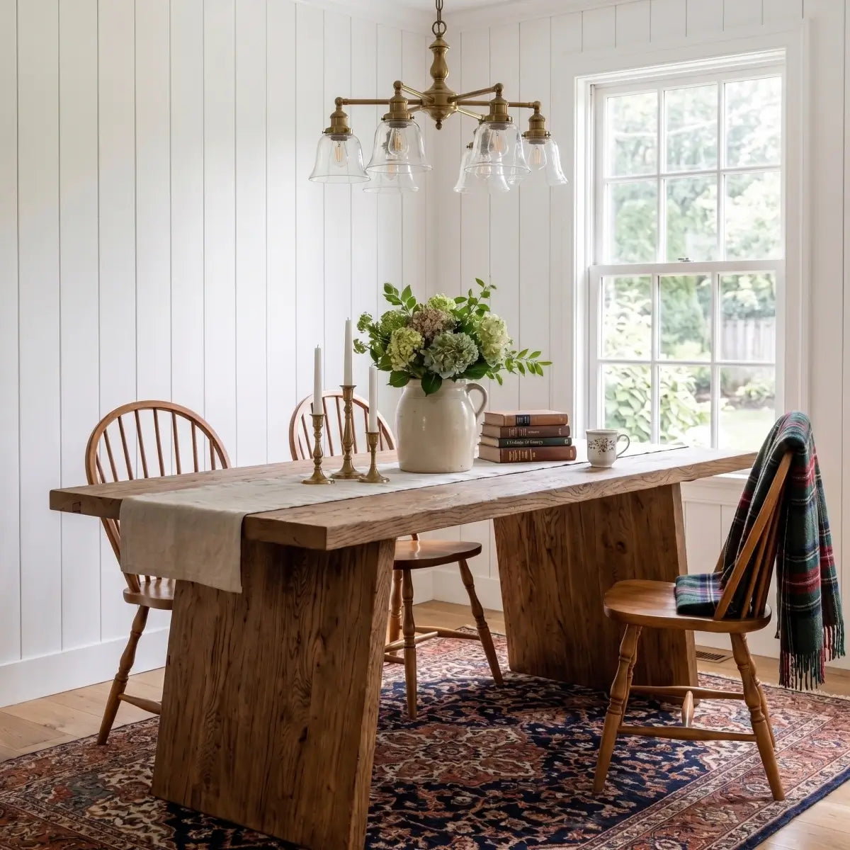 Solid Elm Wood Dining Table