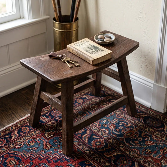 Vintage Black Walnut Wooden Step Stool & Child’s Footstool