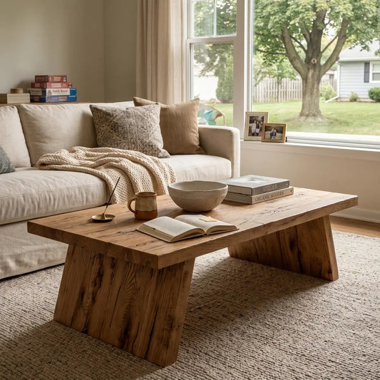 Solid Elm Wood Coffee Table