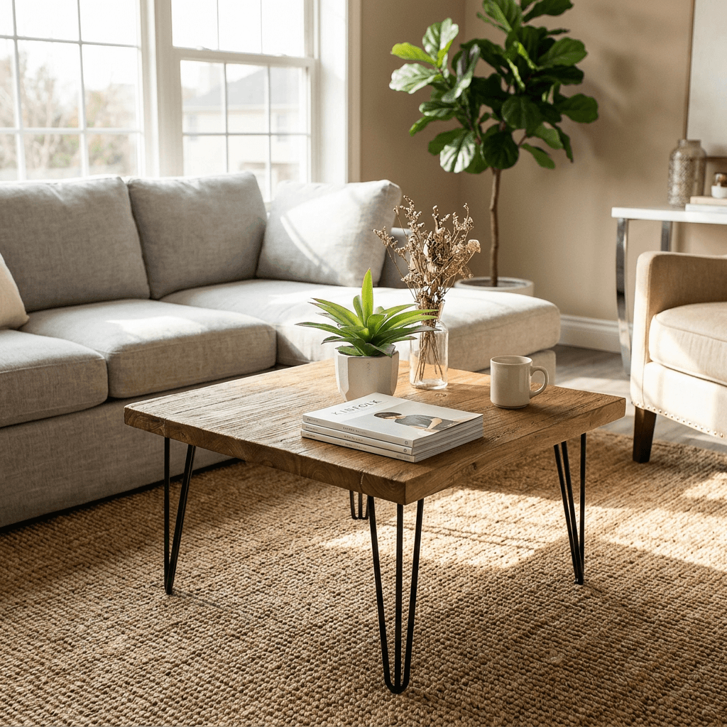Rustic Square Old Elm Wood Coffee Table