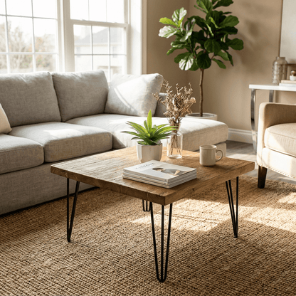 Rustic Square Old Elm Wood Coffee Table
