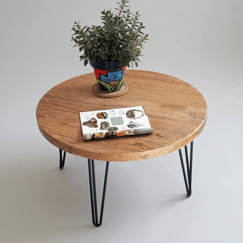 Rustic Round Old Elm Wood Coffee Table