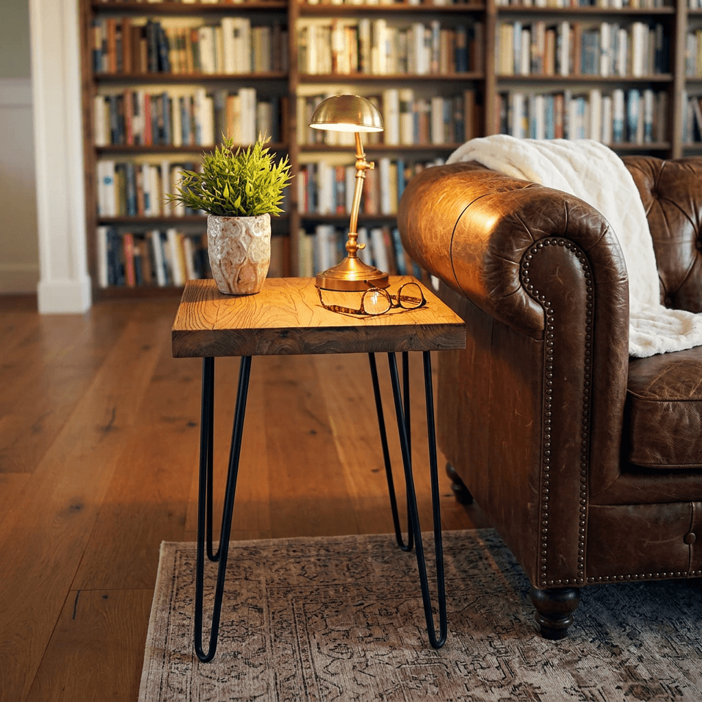 Rustic Square Old Elm Wood End Table