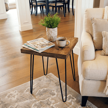 Rustic Square Old Elm Wood End Table