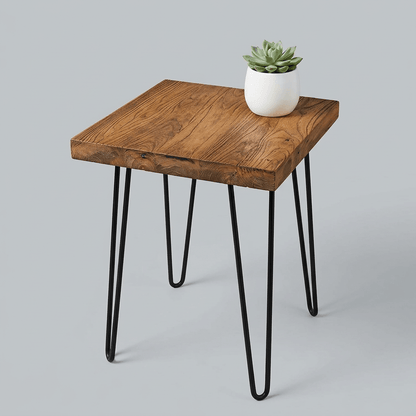Rustic Square Old Elm Wood End Table