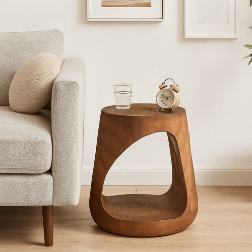 Natural Wooden Stool Side Table