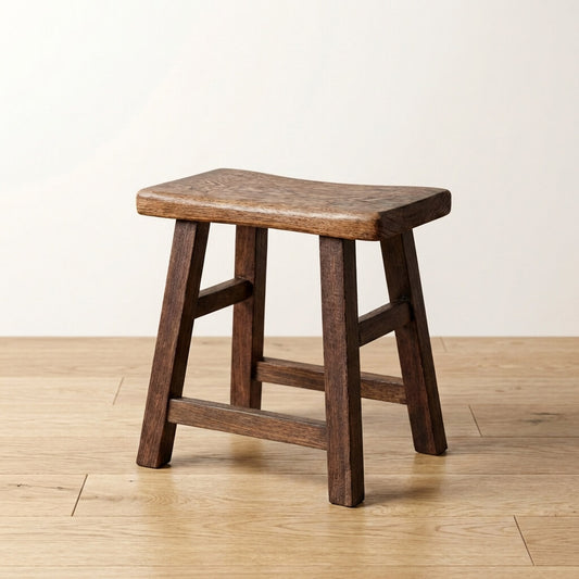 Vintage Wenge Wood Step Stool - Handcrafted Wooden Footrest