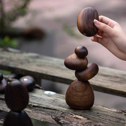 Magnetic Wooden Pebble Balance Stones