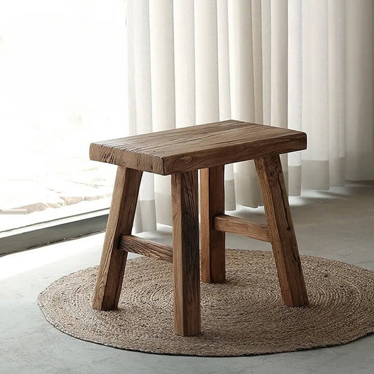 Handcrafted Reclaimed Elm Old Barn Milking Stool