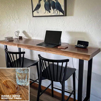 Live Edge Solid Wood Sofa Bar Table – Custom Single Slab Couch Table