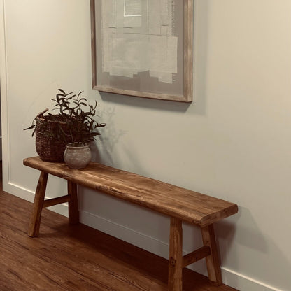 Rustic Reclaimed Elm Solid Wood Bench