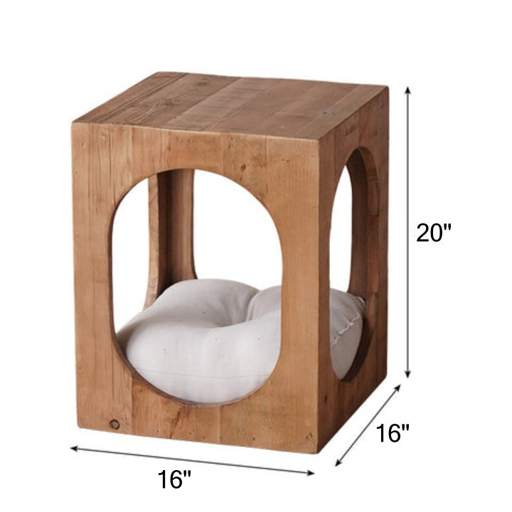Pet-Friendly Reclaimed Wood Coffee Table with Hidden Cat Hideaway