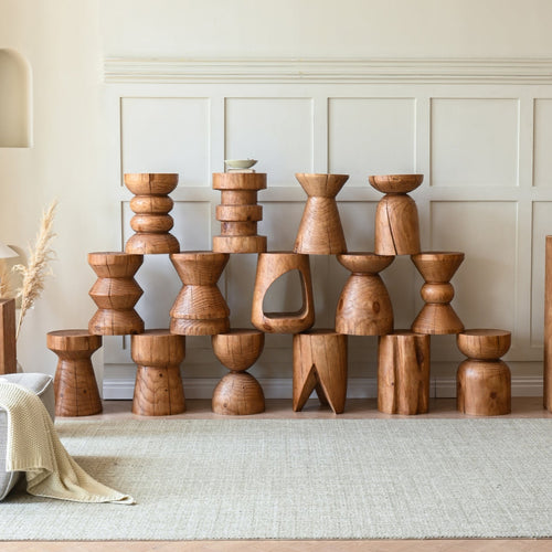 Natural Wooden Stool Side Table Living Room Solid Wood Stump Stools Chair Furniture