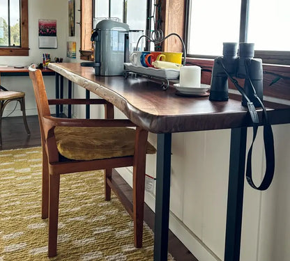 Live Edge Solid Wood Sofa Bar Table – Custom Single Slab Couch Table